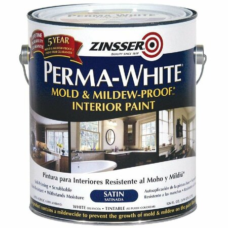 ZINSSER Perma-White White-Tintable Satin Gallon Mildew Paint 2711